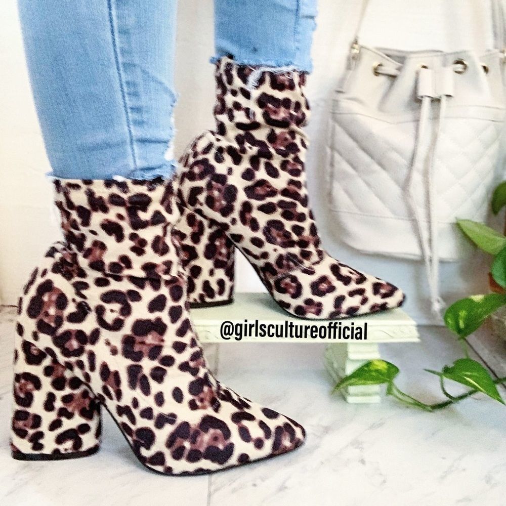 Faux Suede Leopard Booties